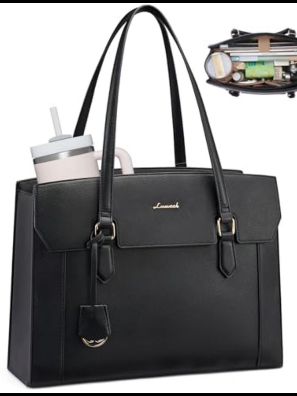 LOVEVOOK Laptop Tote Bag PU Leather 15.6 Inch Womens Briefcase